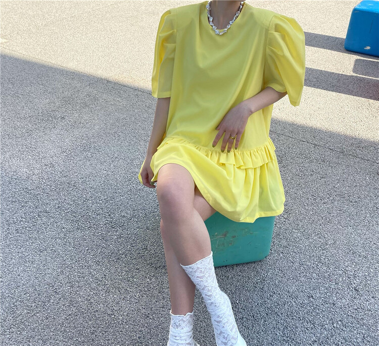 [open] round neck lace loose dress (dress only) 3651# ozq