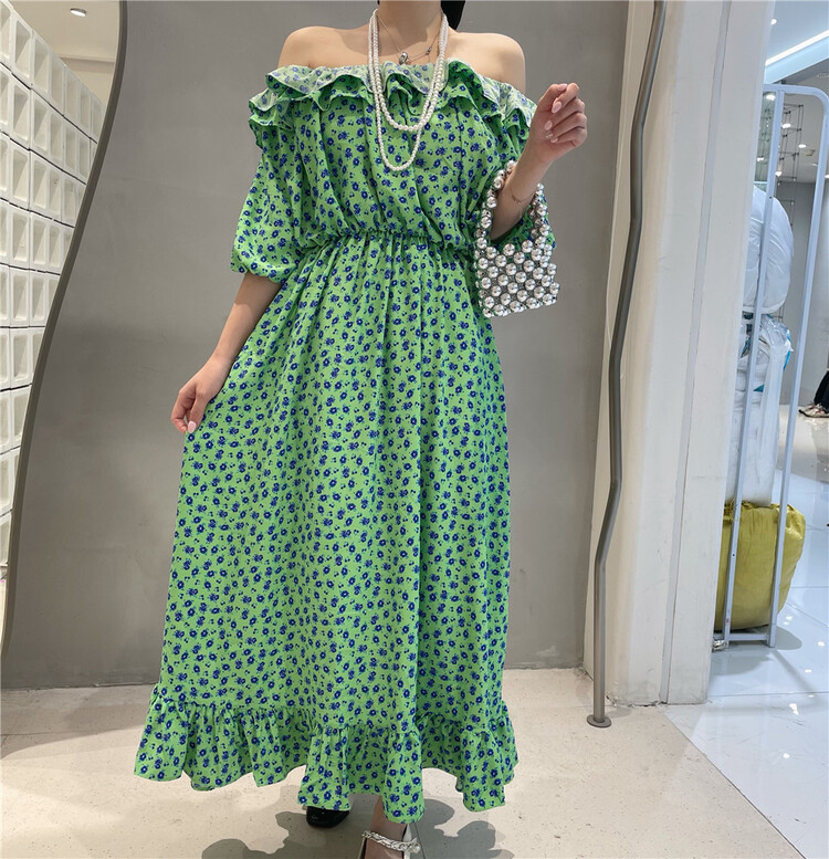 [rich] Korean floral Pleated Dress 9208# zyh