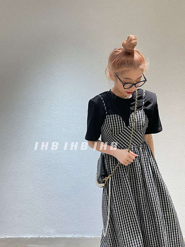 goods in stock! New in early summer! [I style] Plaid sling versatile dress 5162# ozq