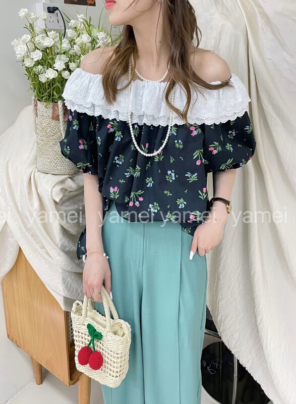 [ya. Mei] color blocking fashion classic small shirt (only small shirt) 3166# ll