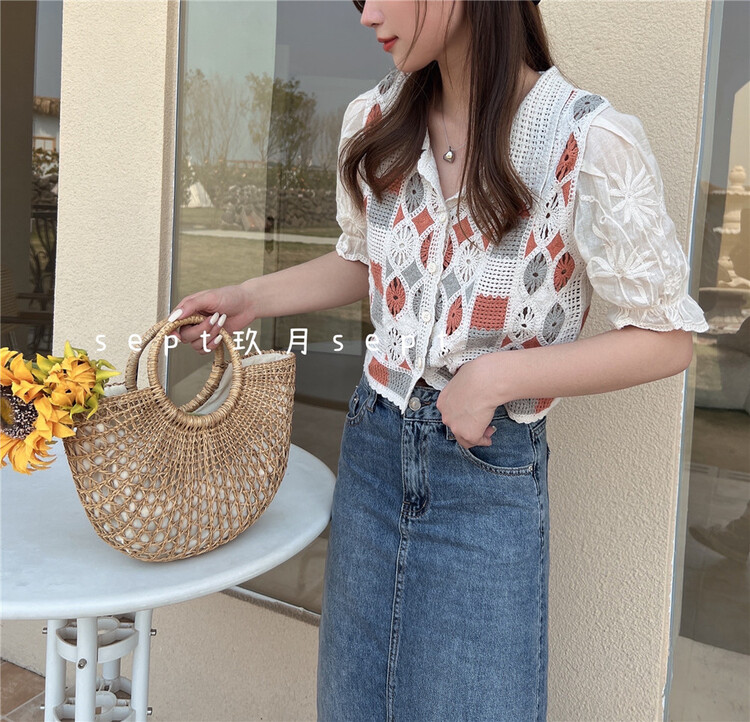 [set] Korean fresh Lingge short shirt 6002-3# zxx