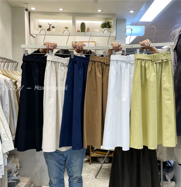 New year in early spring! [Max original] high waist loose solid skirt (with belt) 97882# HBx