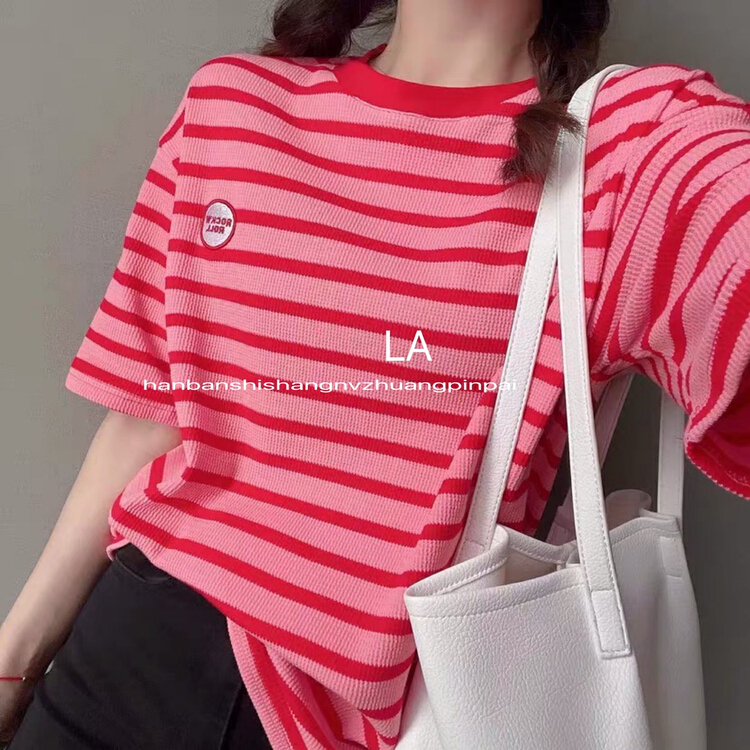 [ay] Korean loose lazy embroidered short sleeve T-shirt 8920# zyh