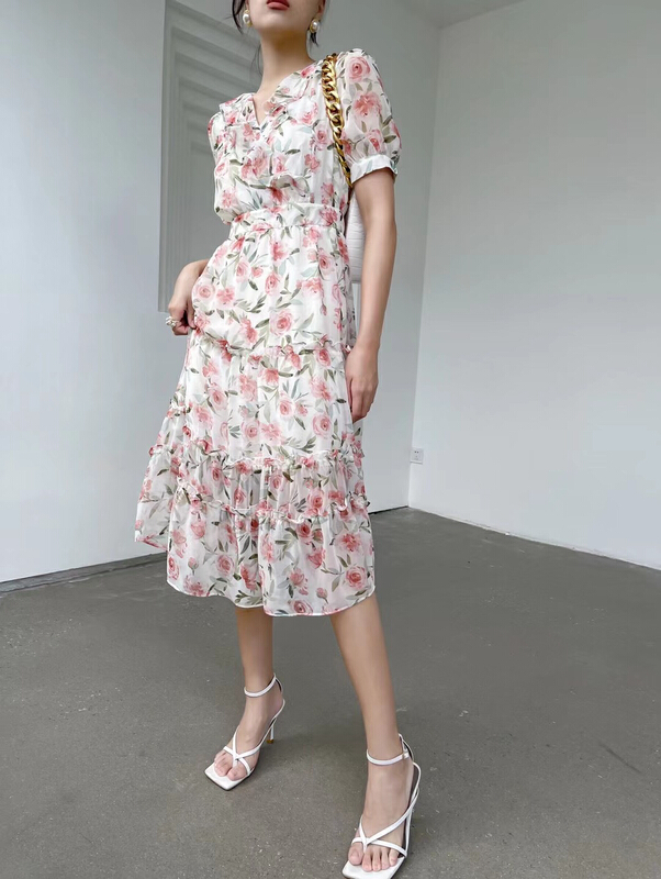 New in early summer! [style] Ruffle lace high waist dress 7396# JJ