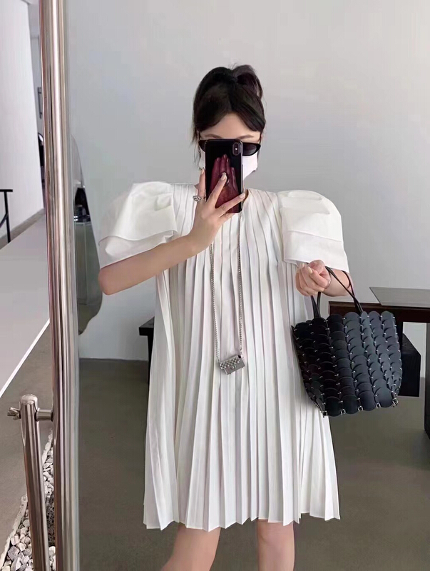 [keen k] French bubble sleeve loose dress (with necklace) l59# WTT