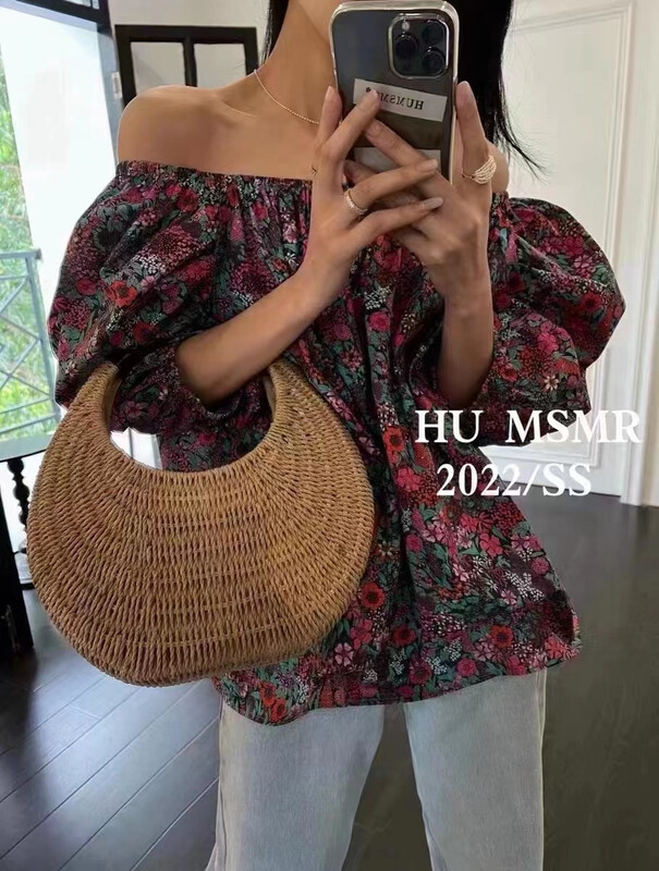 New in early summer! [Yan Zhen] French Retro Style Floral one shoulder shirt 23558# PCZ