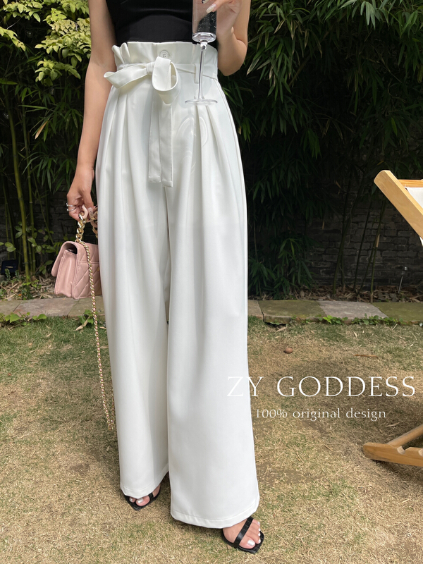 goods in stock! [ZY] design sense lace up loose trousers (with belt) 58077# ozq
