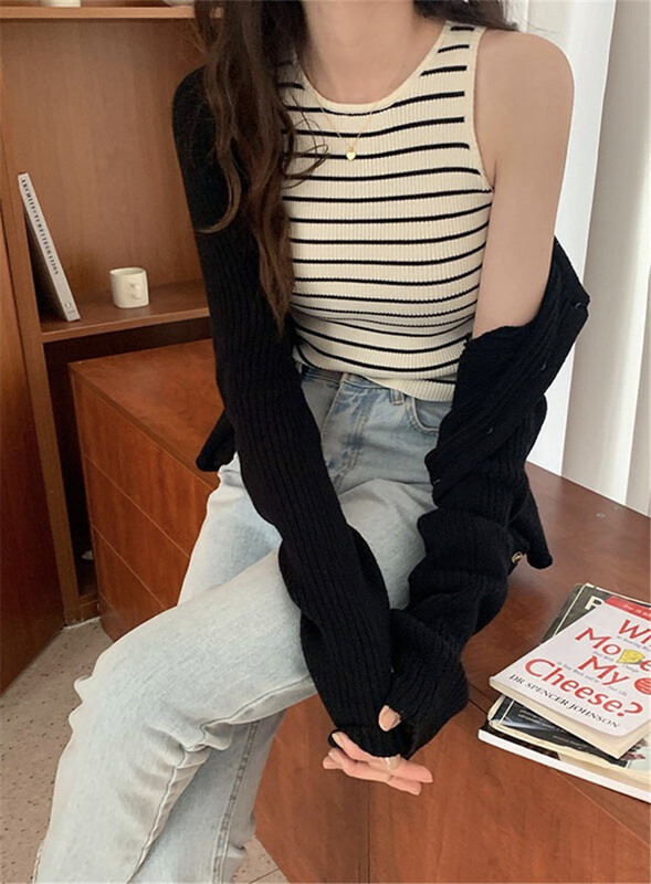 [miss sumey millet] slim and versatile striped vest / sling 2189# HBx