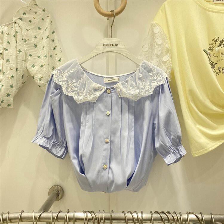 New in early summer! [purpler] Korean style lace collar shirt 206# hjy