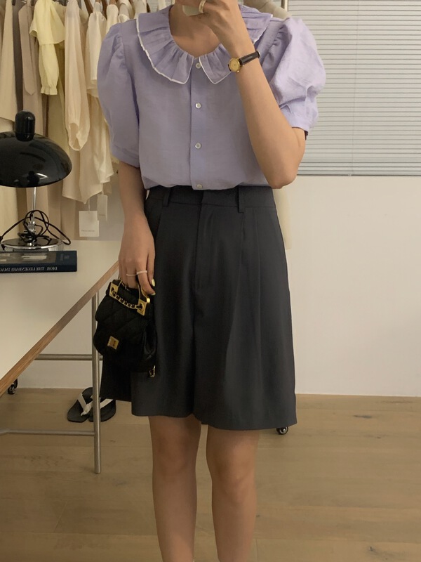New in early summer! [wanna] Korean lace doll Neck Shirt 89080# cqw