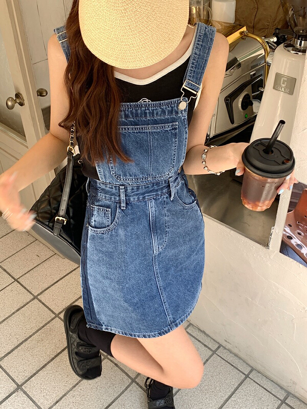 [baerman] slim contrast Korean strap skirt 9748# HBx