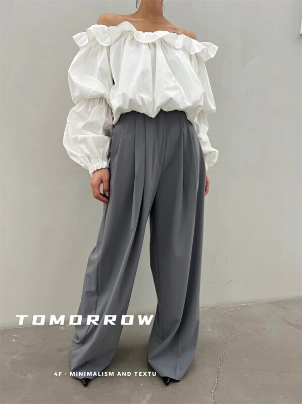 New year in early spring! [tomorrow] Korean version crimped one shoulder shirt 8007# ozq