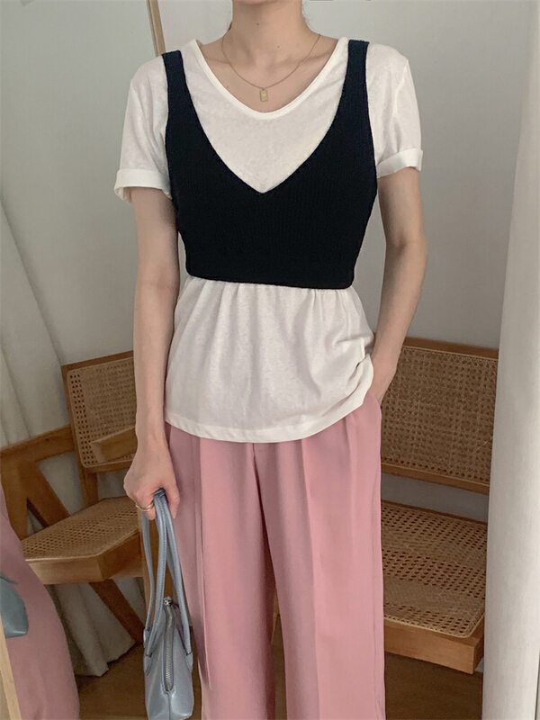 初夏上新!【ABOUT ME】百搭吊帶V領背心  019075#  CQW