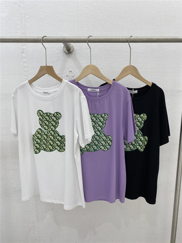 [Yi Ge Li] Korean loose cartoon hot drill round neck short sleeve T-shirt 1011# WPL