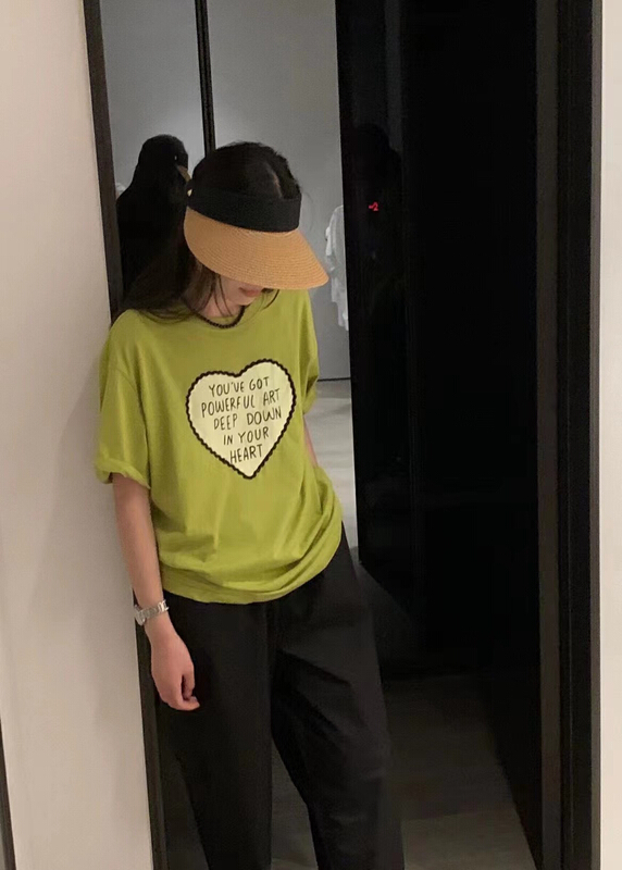 [Xiaoxiaojia] letter love leisure versatile short sleeve T-shirt 80588# WTT