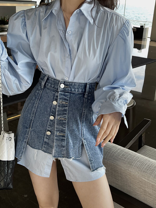 New year in early spring! [VT] irregular design waist denim skirt 8667# ozq