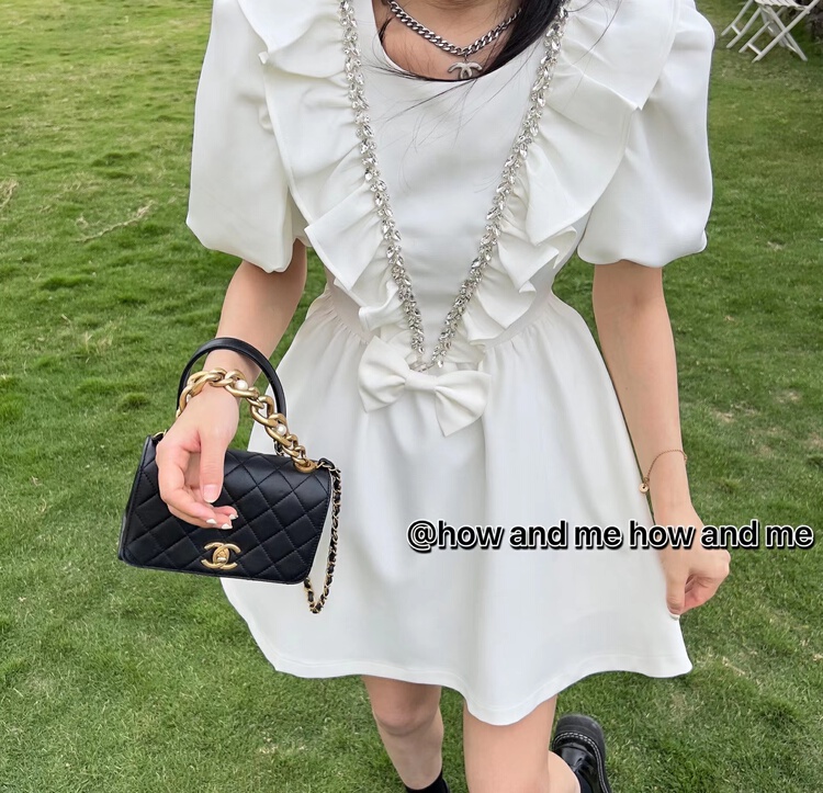 [how and me Cheng Xi] heavy industry diamond lace dress 7068# LSL