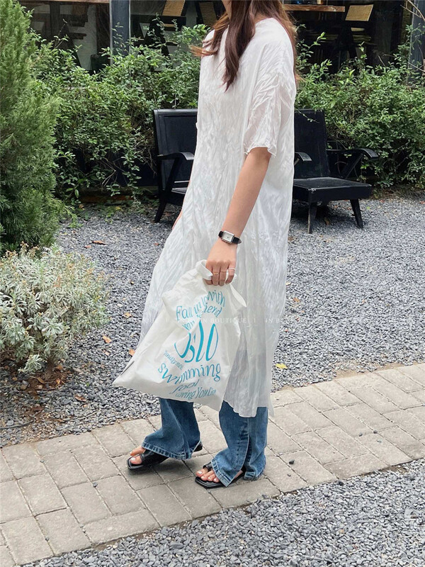 [in by in] Korean version solid color loose long short sleeved dress 0398# ZSY