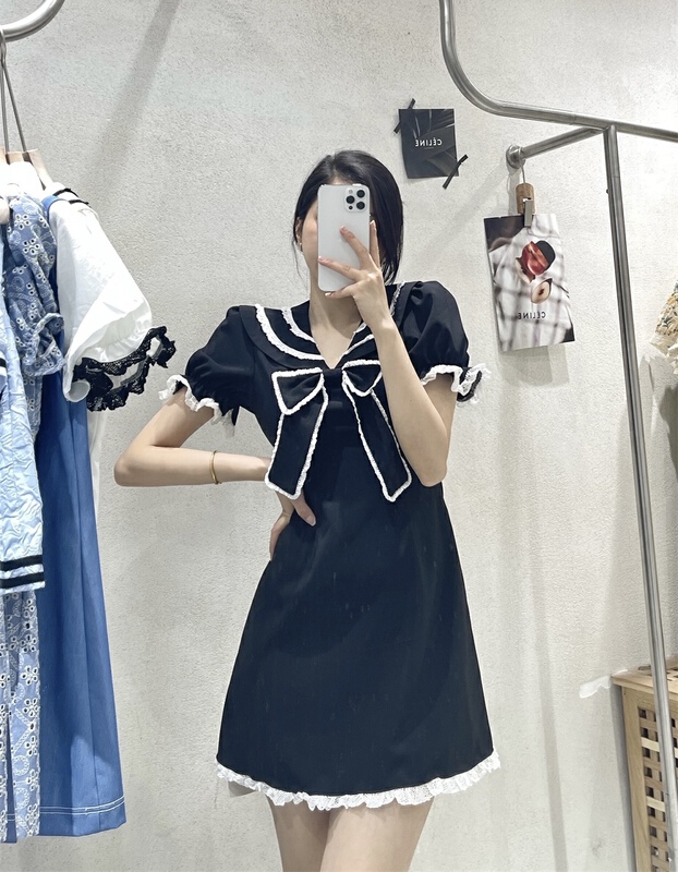 goods in stock! New in early summer! [NC edition] Korean Navy collar fashion dress w9138# zxx