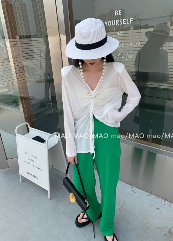 Original price 42.86! New in early summer! [Maomao] Korean Pullover drawstring long sleeve T-shirt 729# WTT