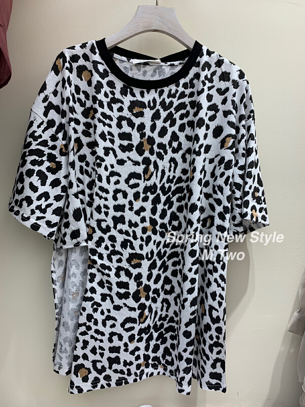 [m.two] split leopard comfortable short sleeve T-shirt 7192# hyy