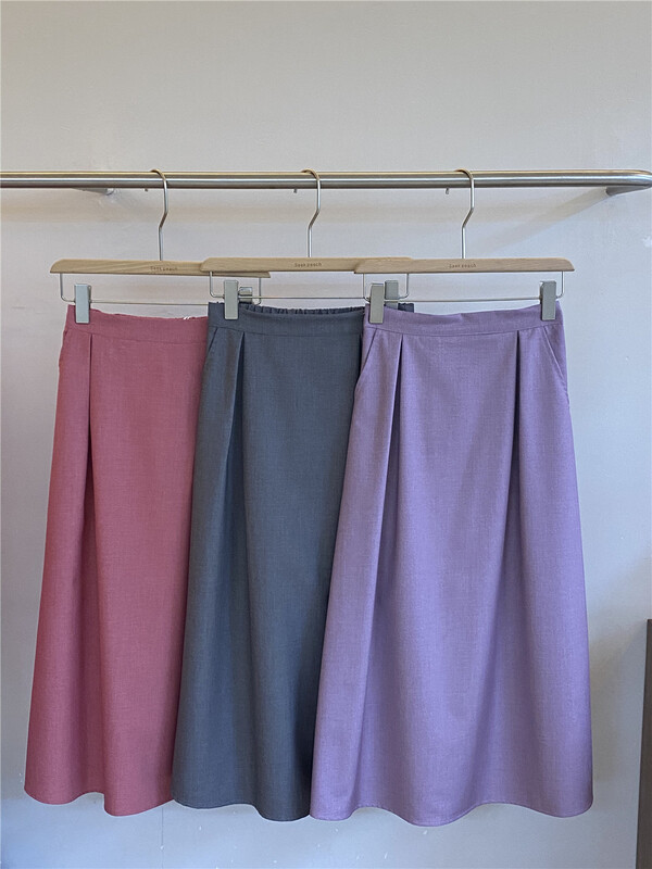 New year in early spring! [seek peach] pleated fashion A-line skirt 5060# ll