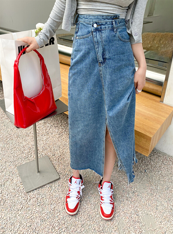New in early summer! [miss sunflower] high waist thin split skirt 3001# ozq