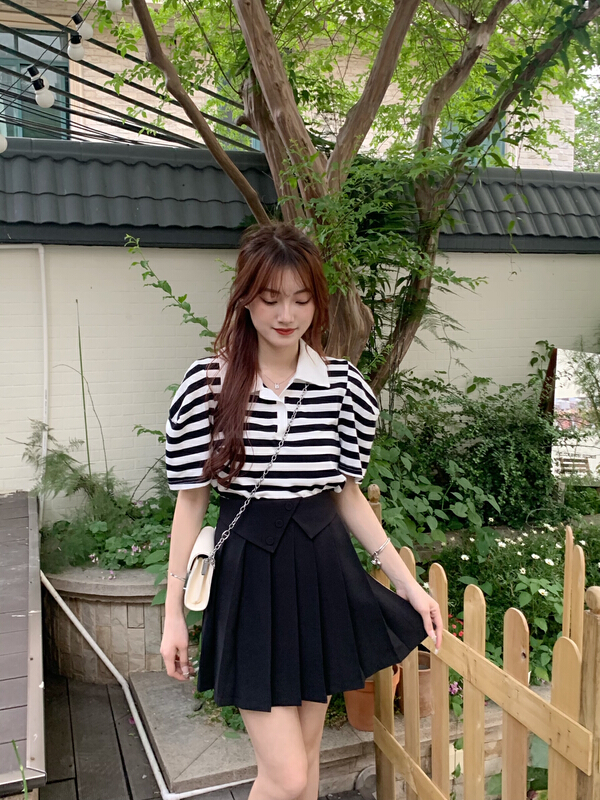 [as] college style versatile pleated skirt pants 3365# hjy