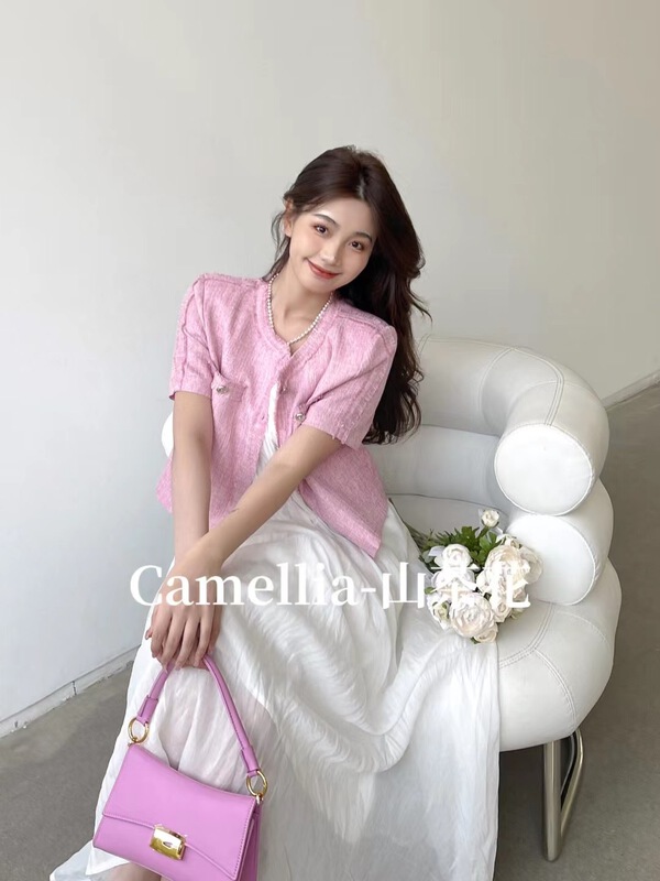 [Camelia] celebrity round neck short sleeve jacket 9607# hjy