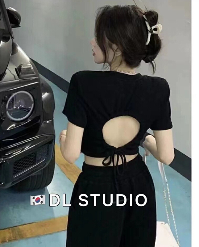 [DL] Korean version backless solid color Pullover blouse 6791# WTT