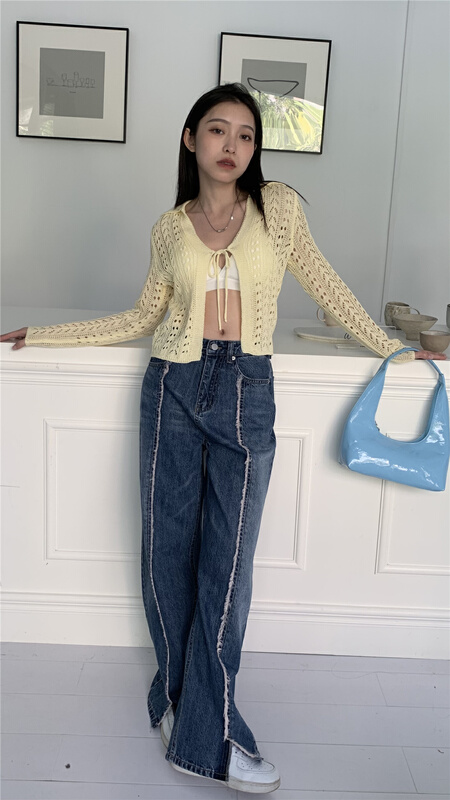 goods in stock! New year in early spring! [9hour] high waist slim loose jeans 70186# zxl