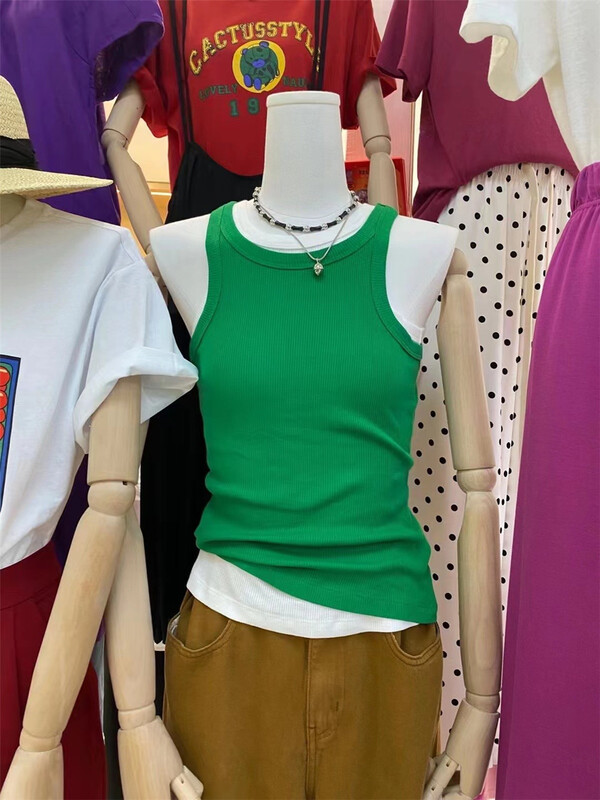[River collect] simple solid color versatile vest / sling 2381# zxl