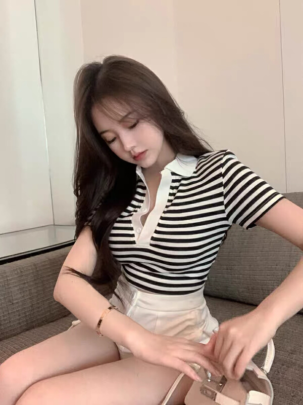 New in early summer! [HH] Korean versatile stripe shirt 2431# LSL