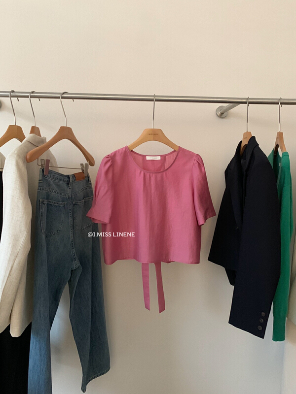 [Imiss] back strap Tencel bubble sleeve blouse (only for small blouses) cx3329# LSW