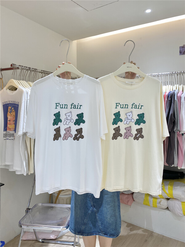[we are young] cartoon cute bear print short sleeve T-shirt 109# zxx