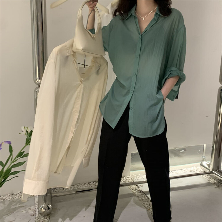[ohhhh] Korean loose and thin long sleeve shirt 1256# CLS