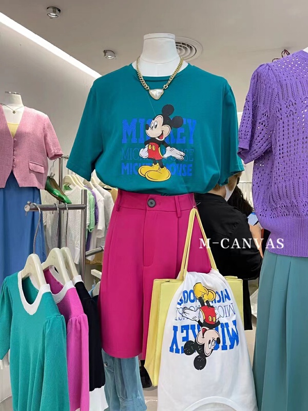 New year in early spring! [m-canvas] Korean Mickey print loose short sleeve T-shirt l6780# lwy