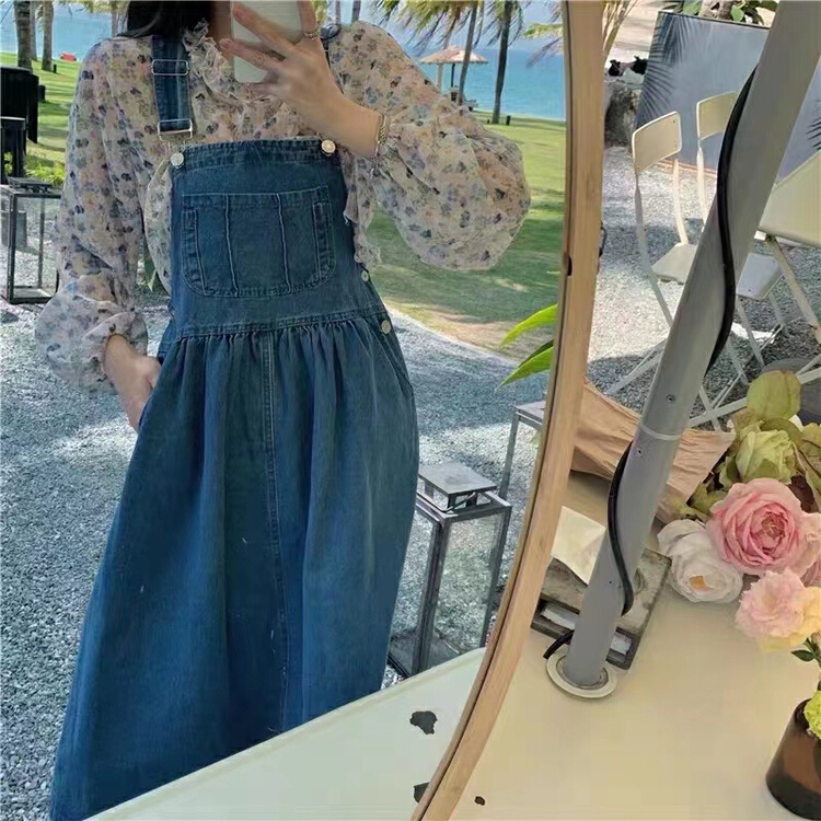 New in early summer! [Dandan] Korean fashion medium and long suspender skirt (excluding T-shirt) 2212# LSW