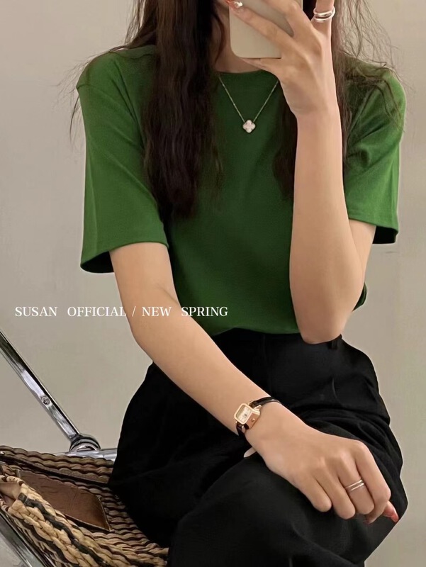 New year in early spring! [Susan] simple solid color versatile short sleeve T-shirt su656# LSW
