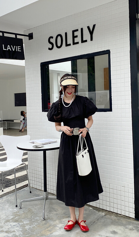 [Za] design temperament pleated waist dress 10563# LSL
