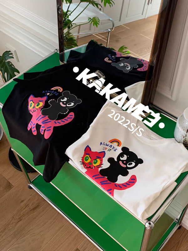 [kakamee] homemade cute tiger design cotton elastic large short sleeve T-shirt s376# LSL