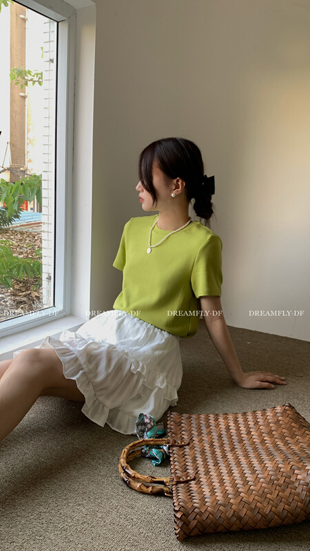 New in early summer! [dream fly] high waist A-line lace skirt 61190# XJ