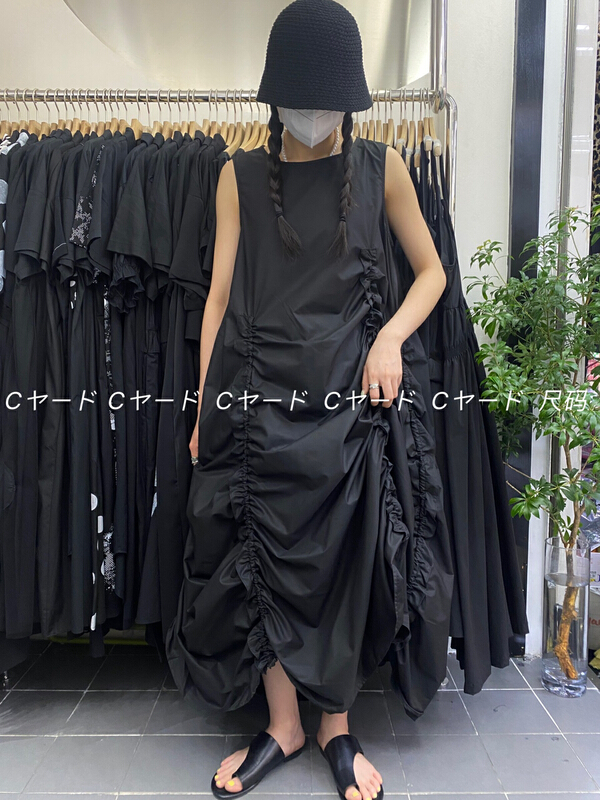 [size] temperament pleated design sleeveless dress (dress only) 1381# LSW