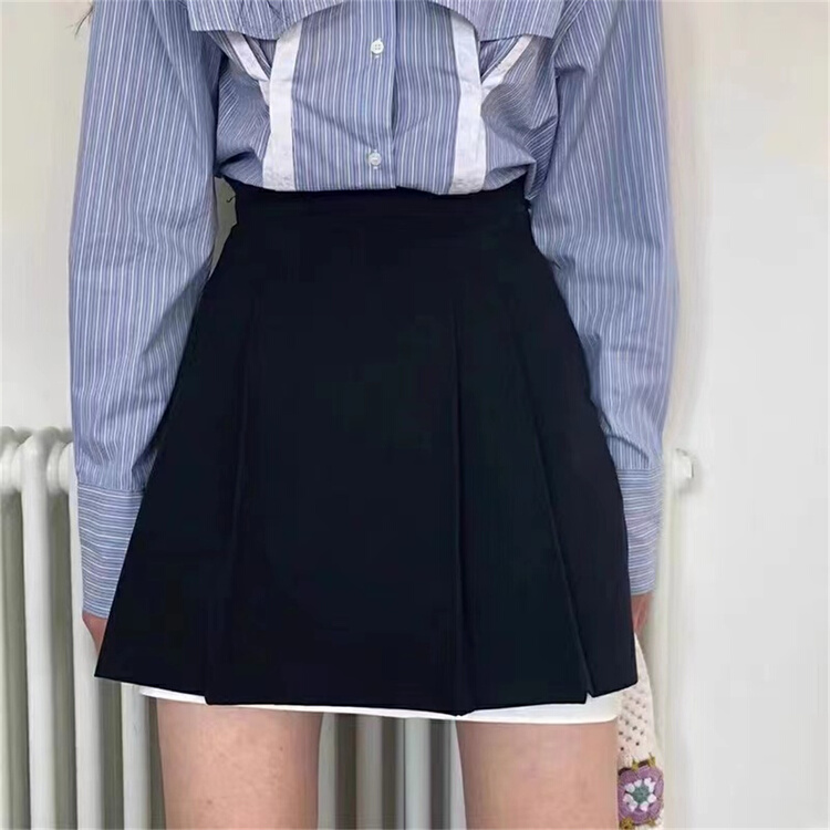 [top close] Korean high waist pleated skirt 6882# ozq
