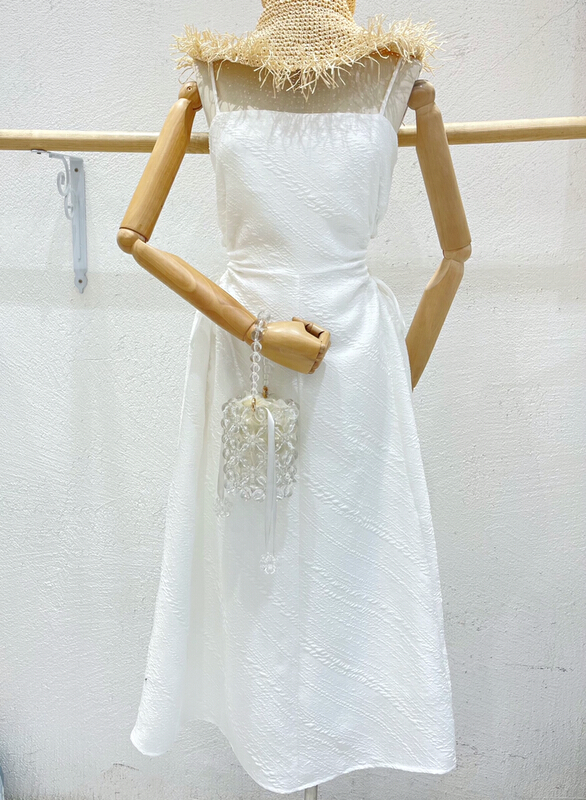 New in early summer! [JSM] fashion solid color waistless small design medium length dress 6687# LSL