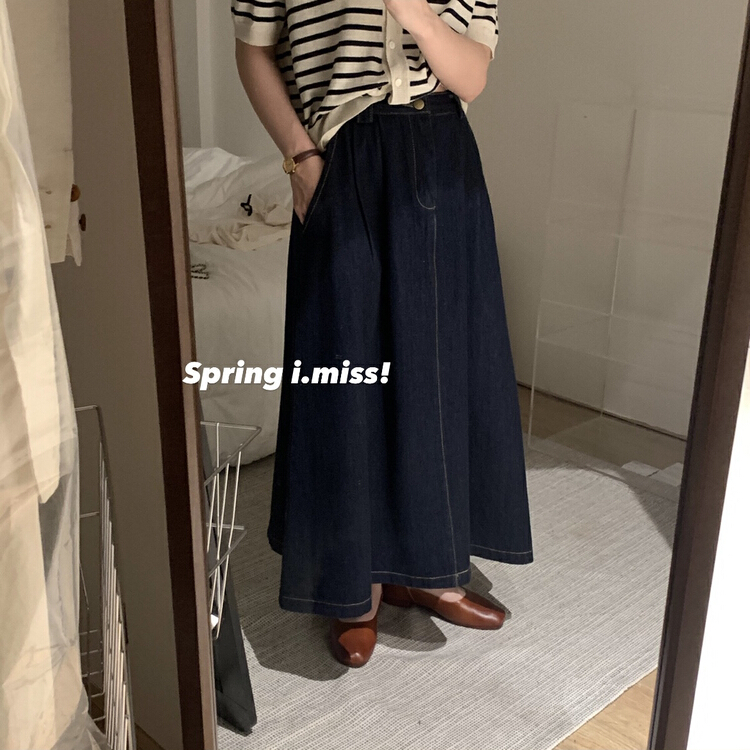 New year in early spring! [Imiss] versatile dark blue high waist denim skirt (skirt only) cx7927# LSW