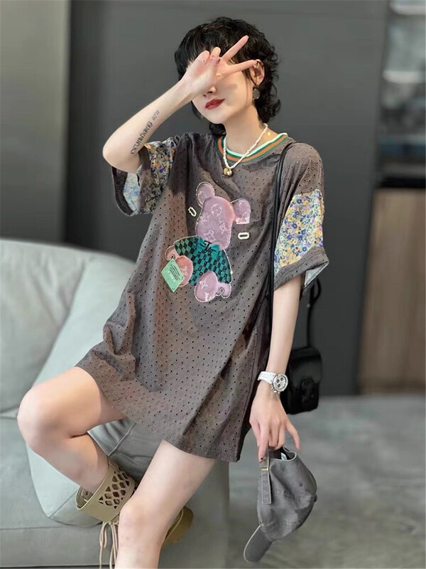 [UUS] Korean round neck color matching short sleeve T-shirt 222858# hyy