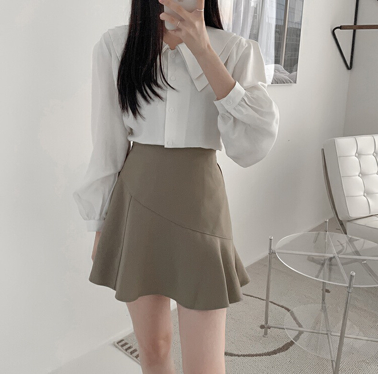 goods in stock! New year in early spring! [timely rain] Han Feng ins high waist loose and versatile A-line skirt 05207# jhy
