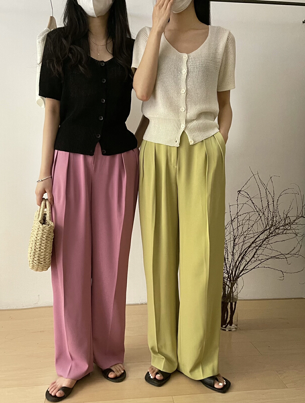 [bloom place] simple and versatile high waist floor mop slacks k626209# CLS