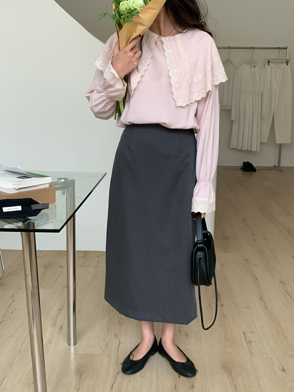 goods in stock! New year in early spring! [Tn] solid color new product simple and versatile temperament skirt q5063# cqw